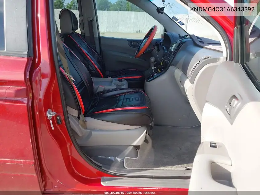 2010 Kia Sedona Lx VIN: KNDMG4C31A6343392 Lot: 42240915
