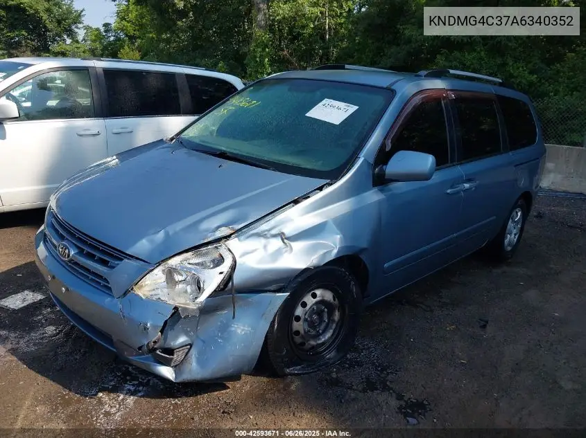 2010 Kia Sedona Lx VIN: KNDMG4C37A6340352 Lot: 42593671