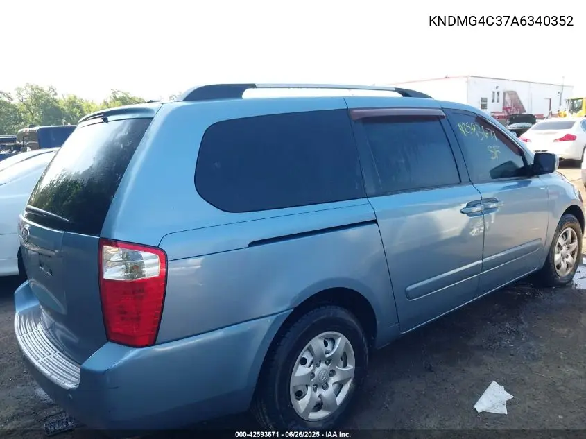 2010 Kia Sedona Lx VIN: KNDMG4C37A6340352 Lot: 42593671