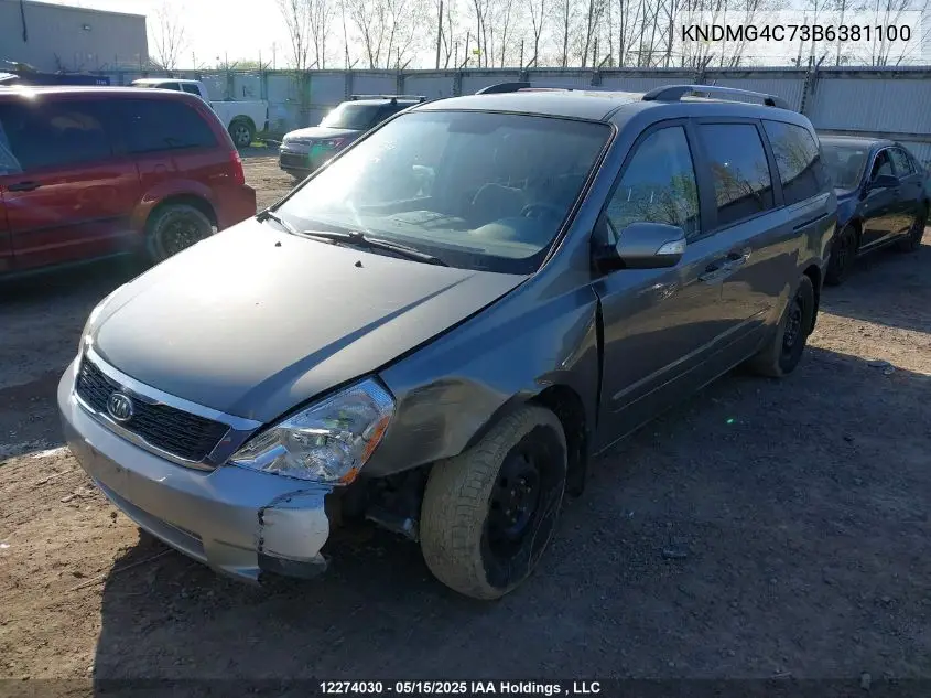 2011 Kia Sedona Lx VIN: KNDMG4C73B6381100 Lot: 12274030