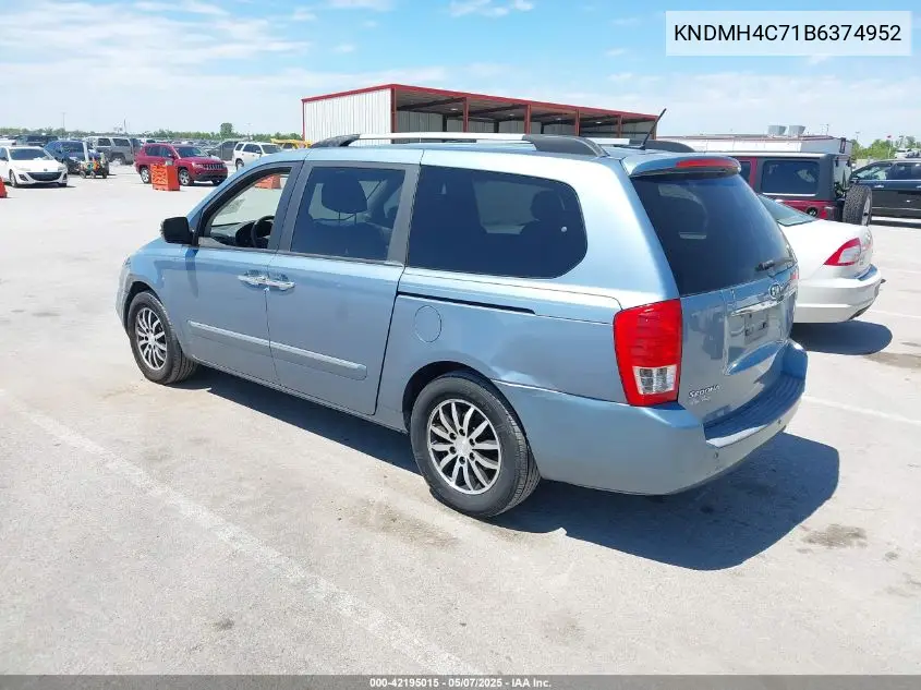 2011 Kia Sedona Ex VIN: KNDMH4C71B6374952 Lot: 42195015