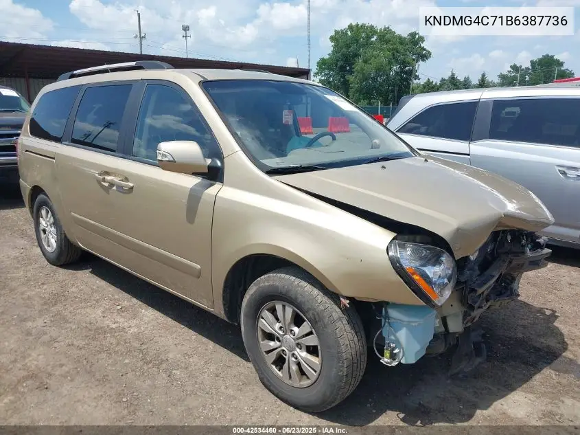 2011 Kia Sedona Lx VIN: KNDMG4C71B6387736 Lot: 42534460