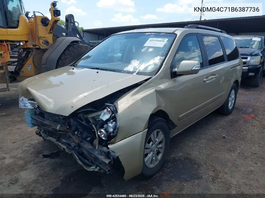 2011 Kia Sedona Lx VIN: KNDMG4C71B6387736 Lot: 42534460