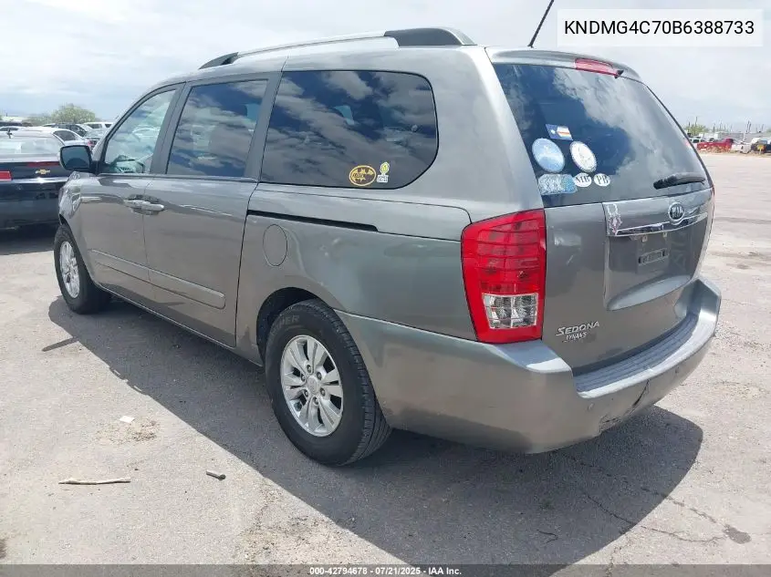 2011 Kia Sedona Lx VIN: KNDMG4C70B6388733 Lot: 42794678