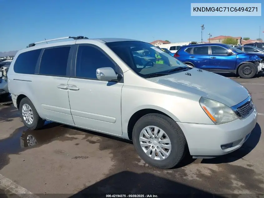 2012 Kia Sedona Lx VIN: KNDMG4C71C6494271 Lot: 42194375