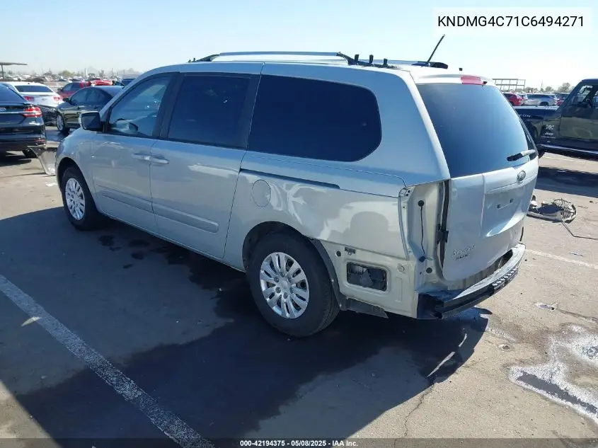 2012 Kia Sedona Lx VIN: KNDMG4C71C6494271 Lot: 42194375