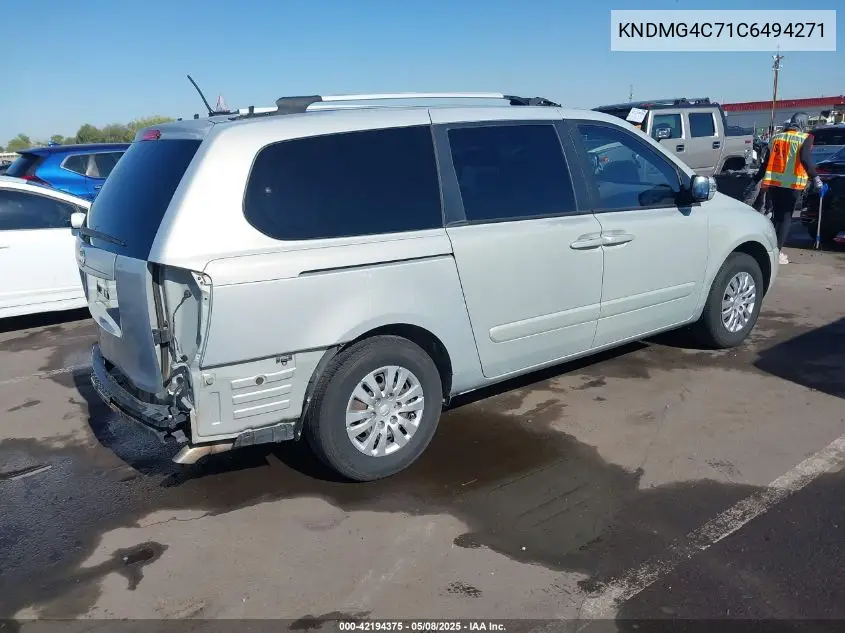 2012 Kia Sedona Lx VIN: KNDMG4C71C6494271 Lot: 42194375