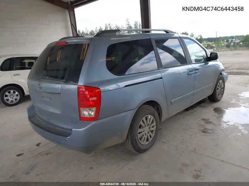 2012 Kia Sedona Lx VIN: KNDMG4C74C6443458 Lot: 42544749