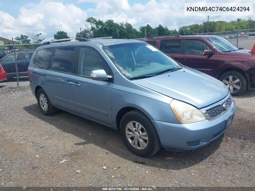 2012 Kia Sedona Lx VIN: KNDMG4C74C6424294 Lot: 42741194
