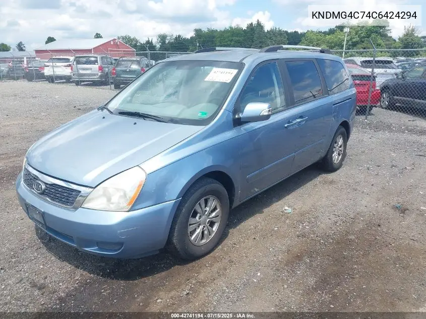2012 Kia Sedona Lx VIN: KNDMG4C74C6424294 Lot: 42741194