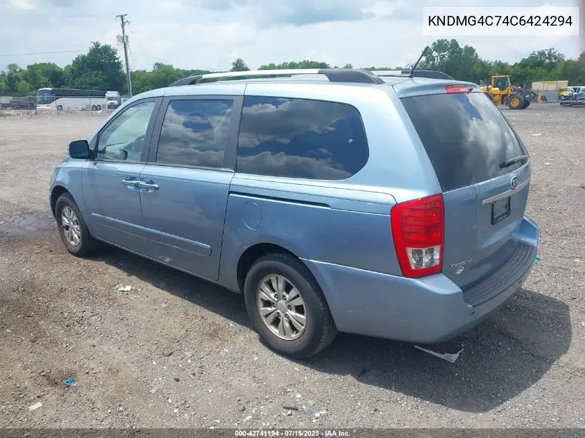 2012 Kia Sedona Lx VIN: KNDMG4C74C6424294 Lot: 42741194