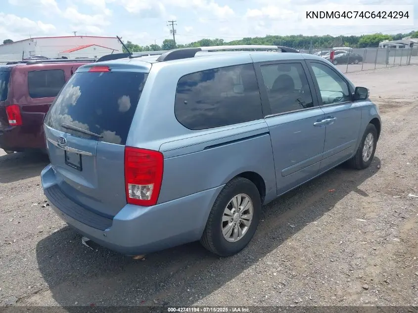 2012 Kia Sedona Lx VIN: KNDMG4C74C6424294 Lot: 42741194
