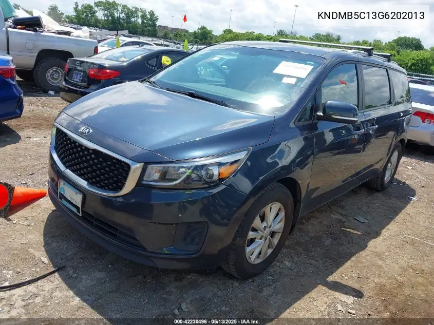 2016 Kia Sedona Lx VIN: KNDMB5C13G6202013 Lot: 42230496