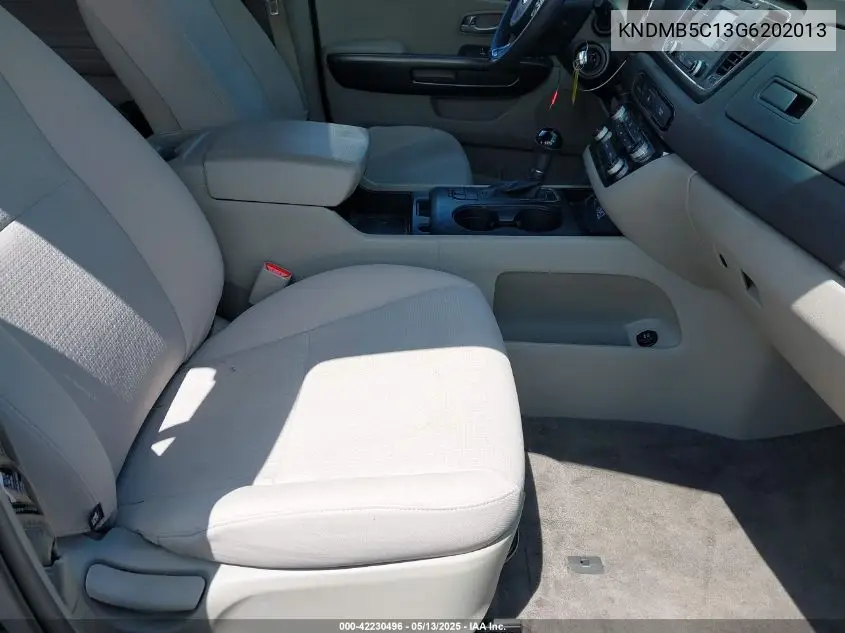 2016 Kia Sedona Lx VIN: KNDMB5C13G6202013 Lot: 42230496