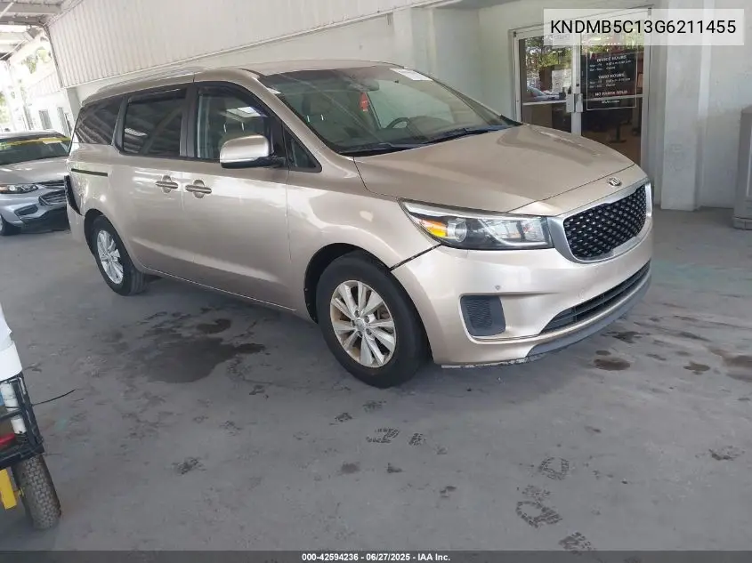 2016 Kia Sedona Lx VIN: KNDMB5C13G6211455 Lot: 42594236