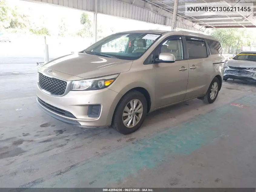 2016 Kia Sedona Lx VIN: KNDMB5C13G6211455 Lot: 42594236