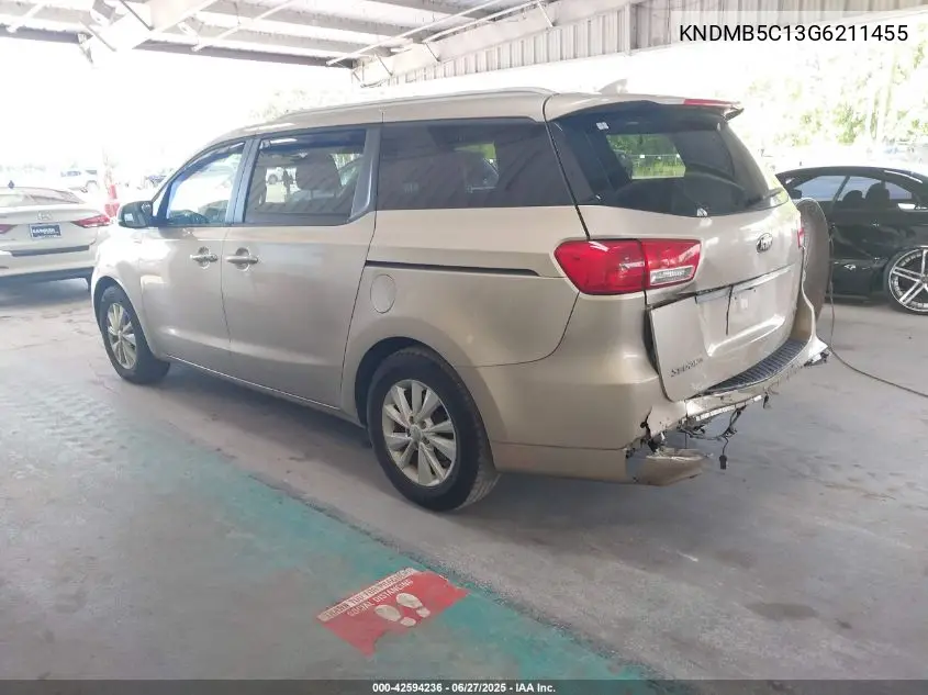 2016 Kia Sedona Lx VIN: KNDMB5C13G6211455 Lot: 42594236