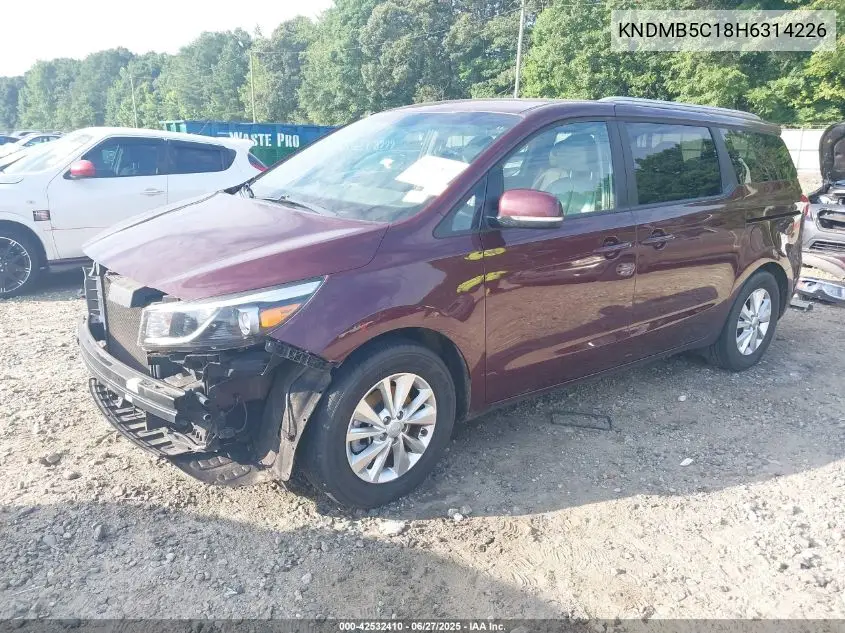 2017 Kia Sedona Lx VIN: KNDMB5C18H6314226 Lot: 42532410