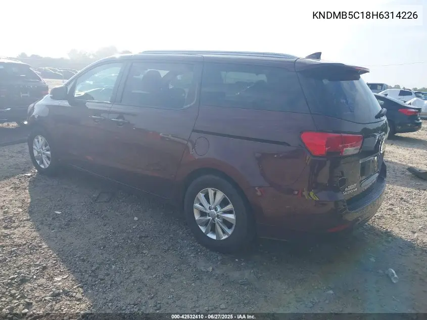 2017 Kia Sedona Lx VIN: KNDMB5C18H6314226 Lot: 42532410