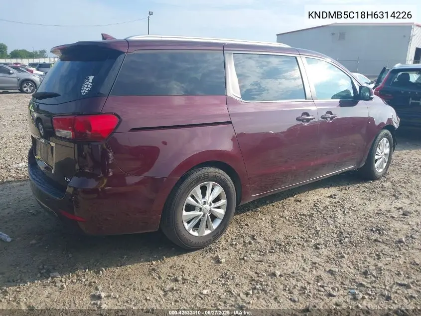 2017 Kia Sedona Lx VIN: KNDMB5C18H6314226 Lot: 42532410