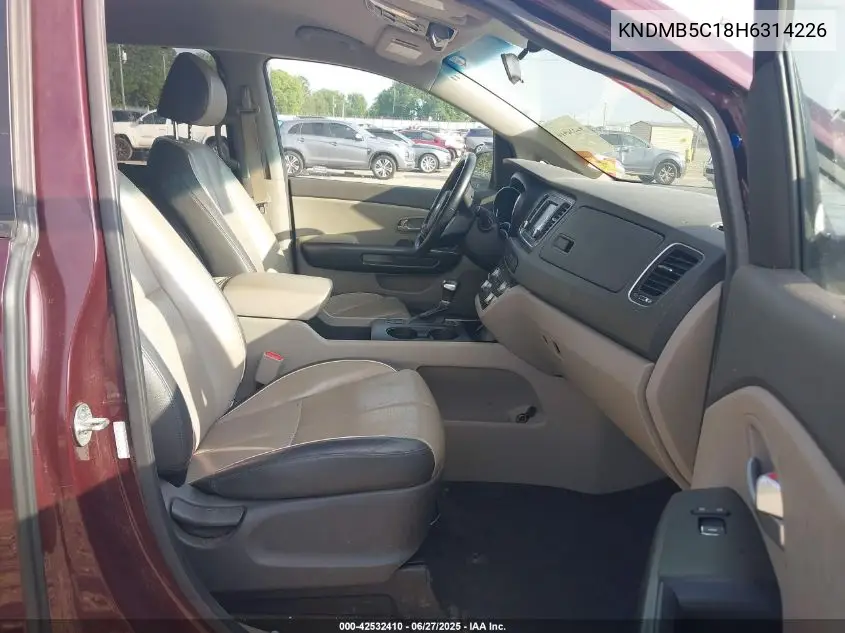 2017 Kia Sedona Lx VIN: KNDMB5C18H6314226 Lot: 42532410