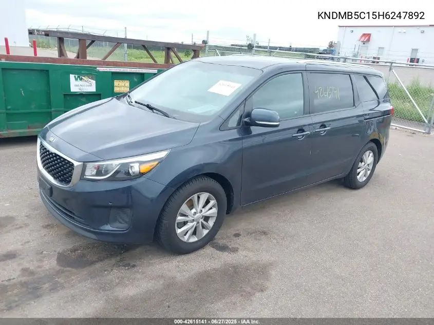 2017 Kia Sedona Lx VIN: KNDMB5C15H6247892 Lot: 42615141
