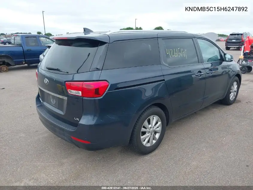 2017 Kia Sedona Lx VIN: KNDMB5C15H6247892 Lot: 42615141