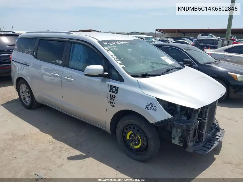 2019 Kia Sedona Ex VIN: KNDMB5C14K6502846 Lot: 42257656