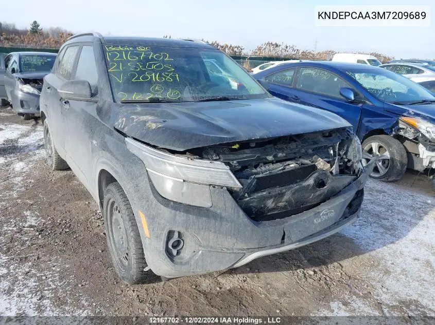 2021 Kia Seltos VIN: KNDEPCAA3M7209689 Lot: 12167702