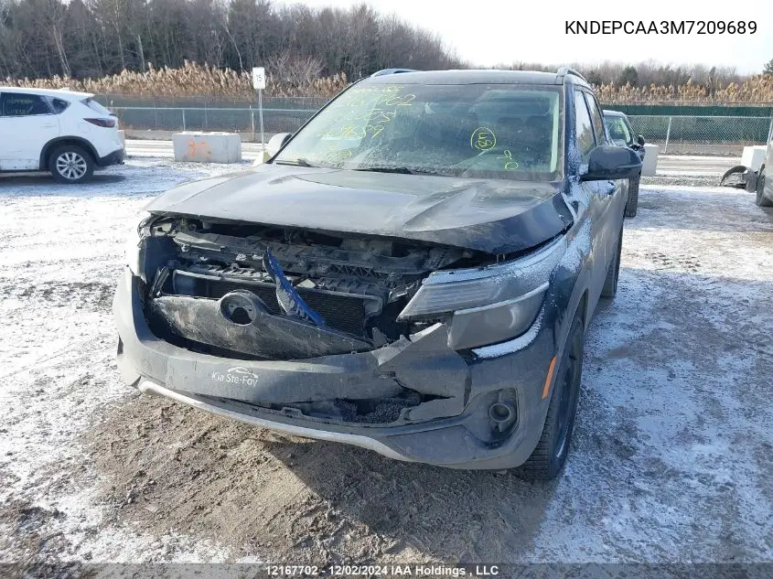 2021 Kia Seltos VIN: KNDEPCAA3M7209689 Lot: 12167702