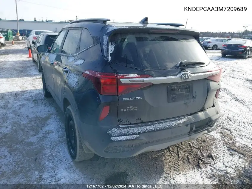 2021 Kia Seltos VIN: KNDEPCAA3M7209689 Lot: 12167702