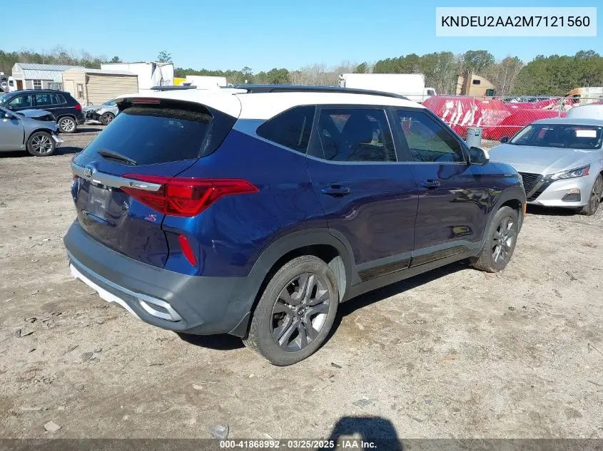 2021 Kia Seltos S VIN: KNDEU2AA2M7121560 Lot: 41868992