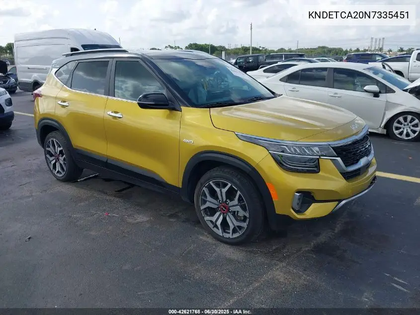 2022 Kia Seltos Sx Turbo VIN: KNDETCA20N7335451 Lot: 42621768