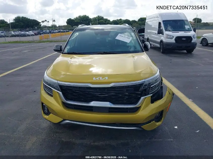 2022 Kia Seltos Sx Turbo VIN: KNDETCA20N7335451 Lot: 42621768