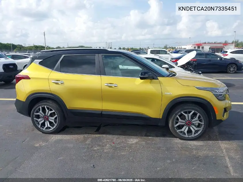 2022 Kia Seltos Sx Turbo VIN: KNDETCA20N7335451 Lot: 42621768