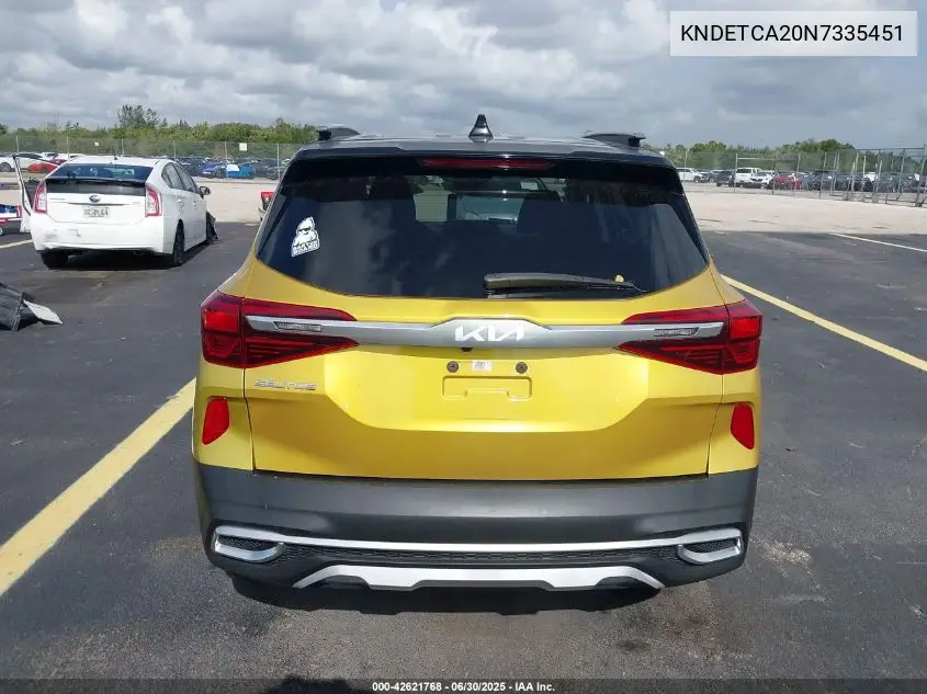 2022 Kia Seltos Sx Turbo VIN: KNDETCA20N7335451 Lot: 42621768