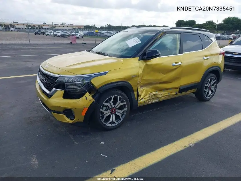 2022 Kia Seltos Sx Turbo VIN: KNDETCA20N7335451 Lot: 42621768