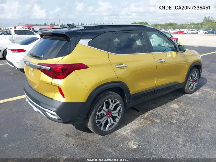 2022 Kia Seltos Sx Turbo VIN: KNDETCA20N7335451 Lot: 42621768