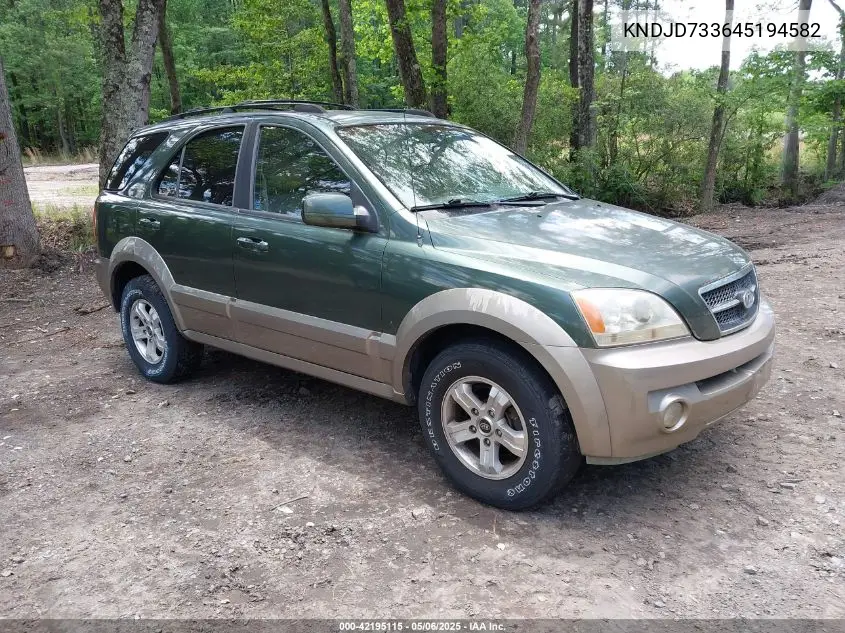 2004 Kia Sorento Ex/Lx VIN: KNDJD733645194582 Lot: 42195115