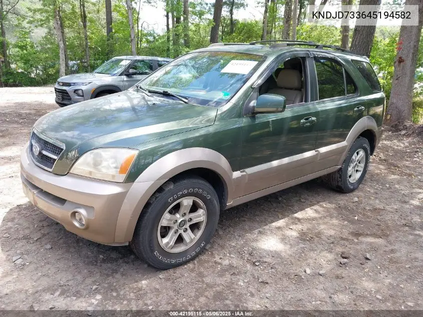 2004 Kia Sorento Ex/Lx VIN: KNDJD733645194582 Lot: 42195115