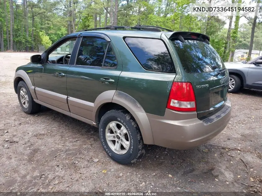 2004 Kia Sorento Ex/Lx VIN: KNDJD733645194582 Lot: 42195115