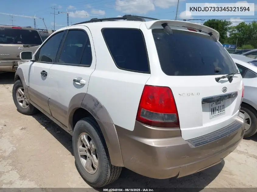 2004 Kia Sorento Ex/Lx VIN: KNDJD733345321594 Lot: 42545184