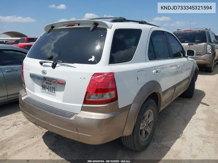2004 Kia Sorento Ex/Lx VIN: KNDJD733345321594 Lot: 42545184