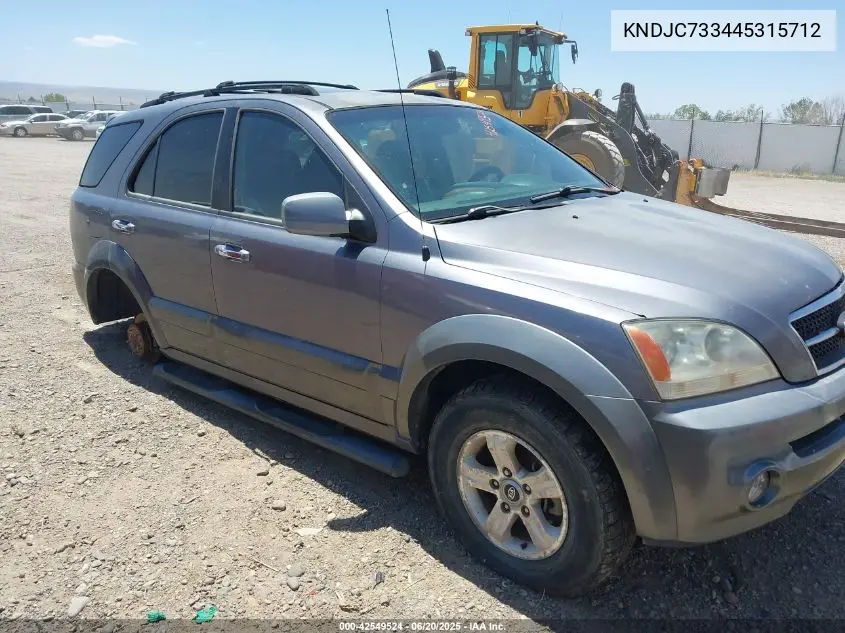 2004 Kia Sorento Ex/Lx VIN: KNDJC733445315712 Lot: 42549524