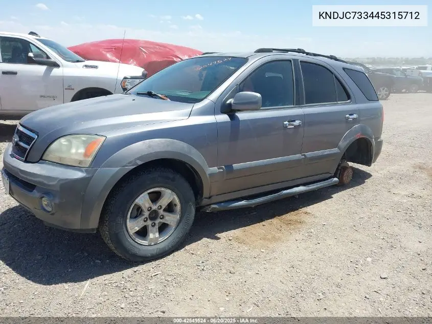 2004 Kia Sorento Ex/Lx VIN: KNDJC733445315712 Lot: 42549524