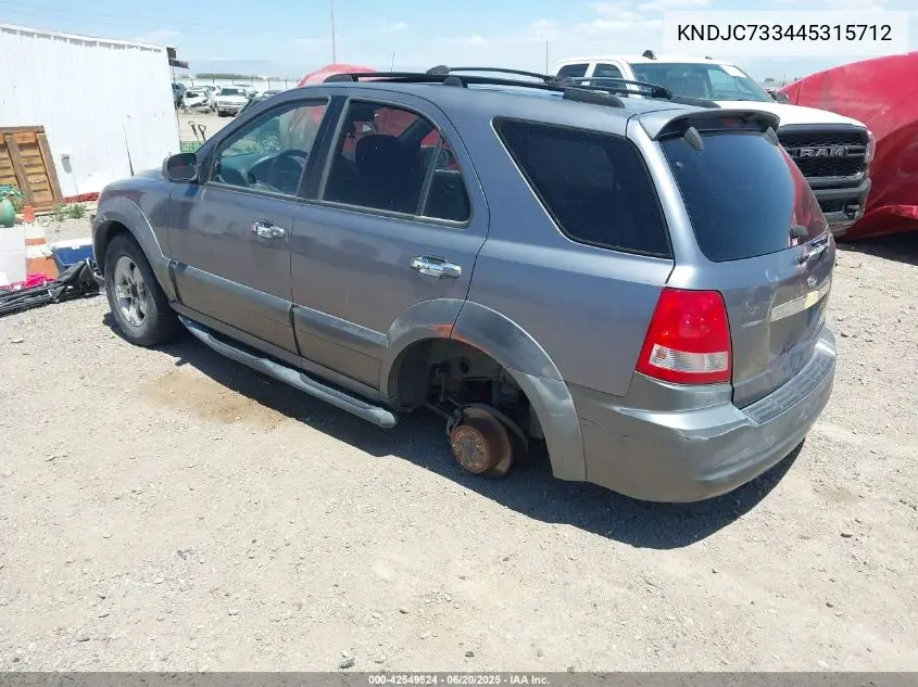 2004 Kia Sorento Ex/Lx VIN: KNDJC733445315712 Lot: 42549524