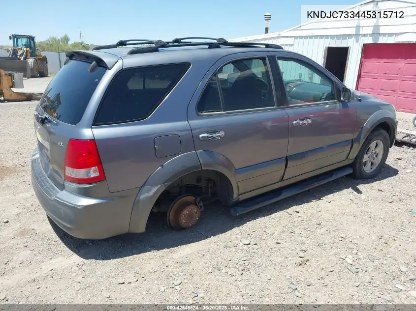 2004 Kia Sorento Ex/Lx VIN: KNDJC733445315712 Lot: 42549524