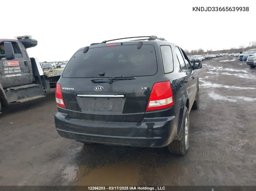 2006 Kia Sorento VIN: KNDJD33665639938 Lot: 12266203