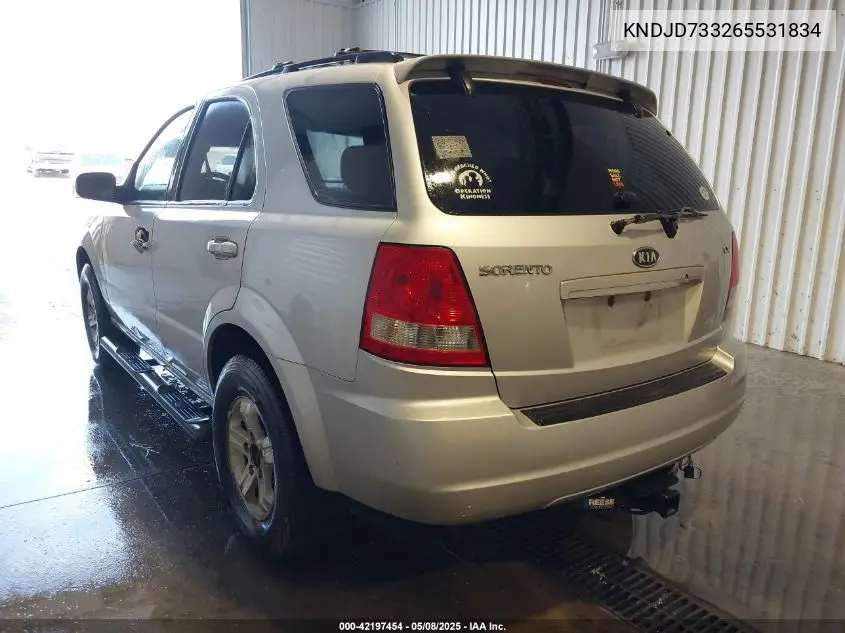 2006 Kia Sorento Ex/Lx VIN: KNDJD733265531834 Lot: 42197454