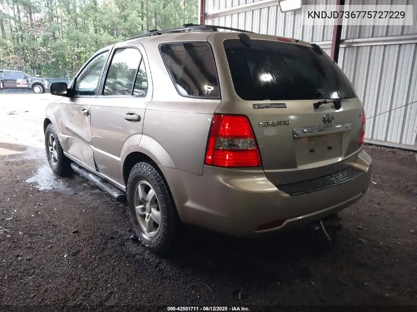 2007 Kia Sorento Lx VIN: KNDJD736775727229 Lot: 42501711